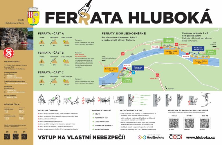 U Hluboké otevřeli další ferratu. Přístupná je z vody i autem