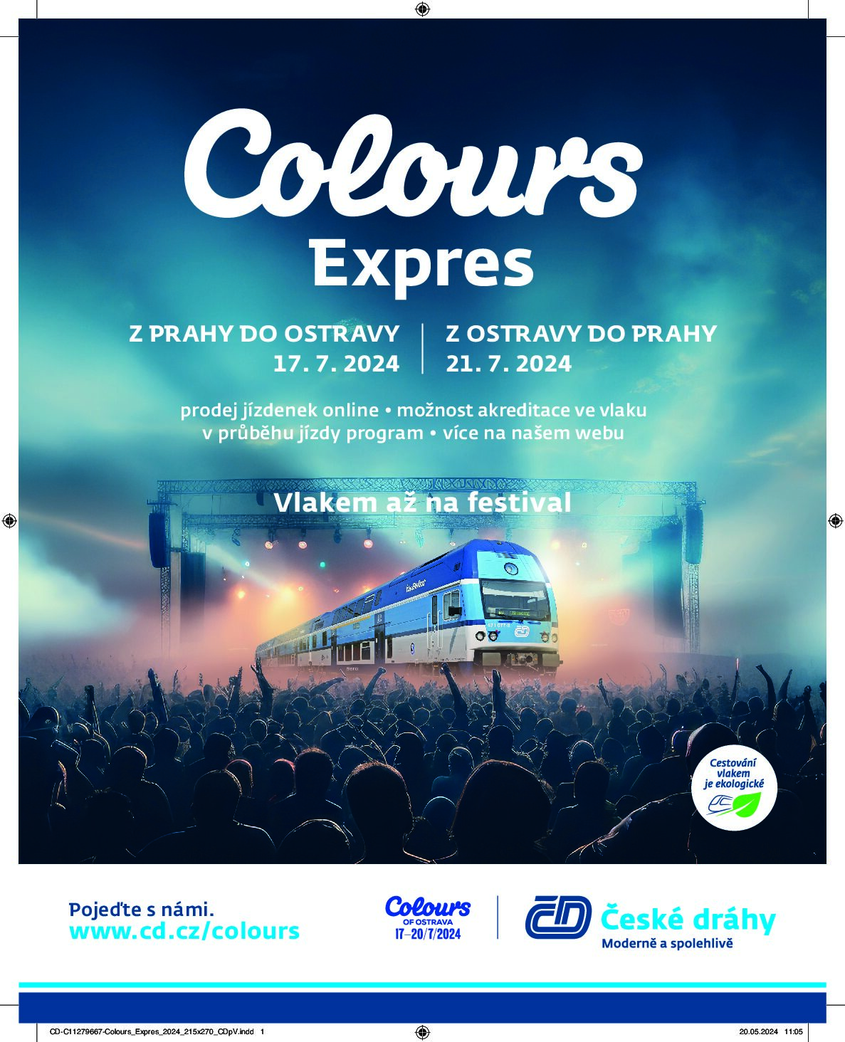 Na festival Colours of Ostrava vlakem
